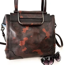 *Orig $500 Rare FRYE Leather Charlie Multi-Handle Tote Dark Camo Out of Stock