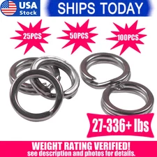 25/50/100 PCS Stainless Steel Heavy Duty Fishing Split Rings Big Game Saltwater