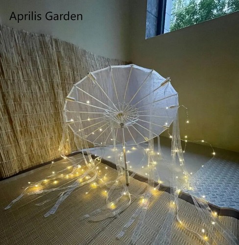 Ombrellone decorativo in filo LED panno di seta pizzo ombrellone da spiaggia principessa - Foto 6 di 42