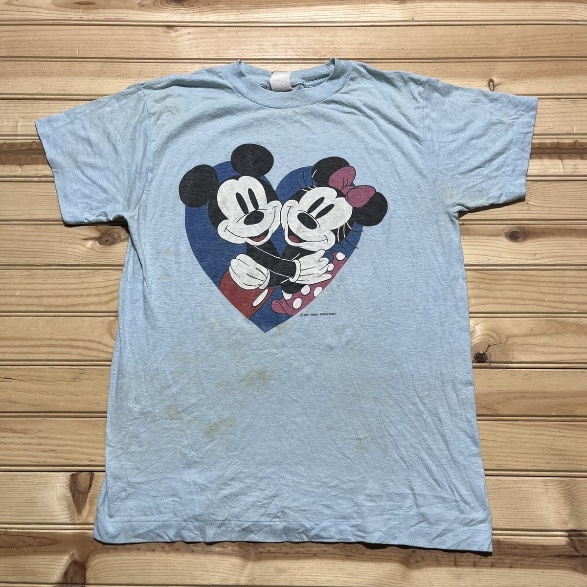 Vintage 70s Disney Mickey & Minnie Mouse Love Heart Single