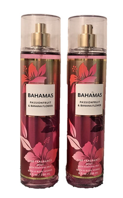 BAHAMAS PASSIONFRUIT BANANA FLOWER FRAGRANCE MIST BODY SPRAY BATH BODY WORKS X 2