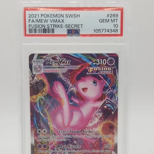 Pokemon 2021 SWSH Fusion Strike Mew VMAX Alt Art Secret 269/264 PSA 10