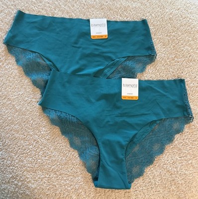 b.tempted by Wacoal S Cheeky Scalloped Lace Trim Hipster Deep Lake 976367 -2 Pk