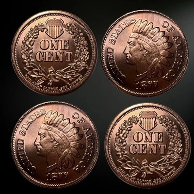FOUR (4) -1 OZ 1877 Indian Head Cent Round .999 Pure Copper (BU) Bullion