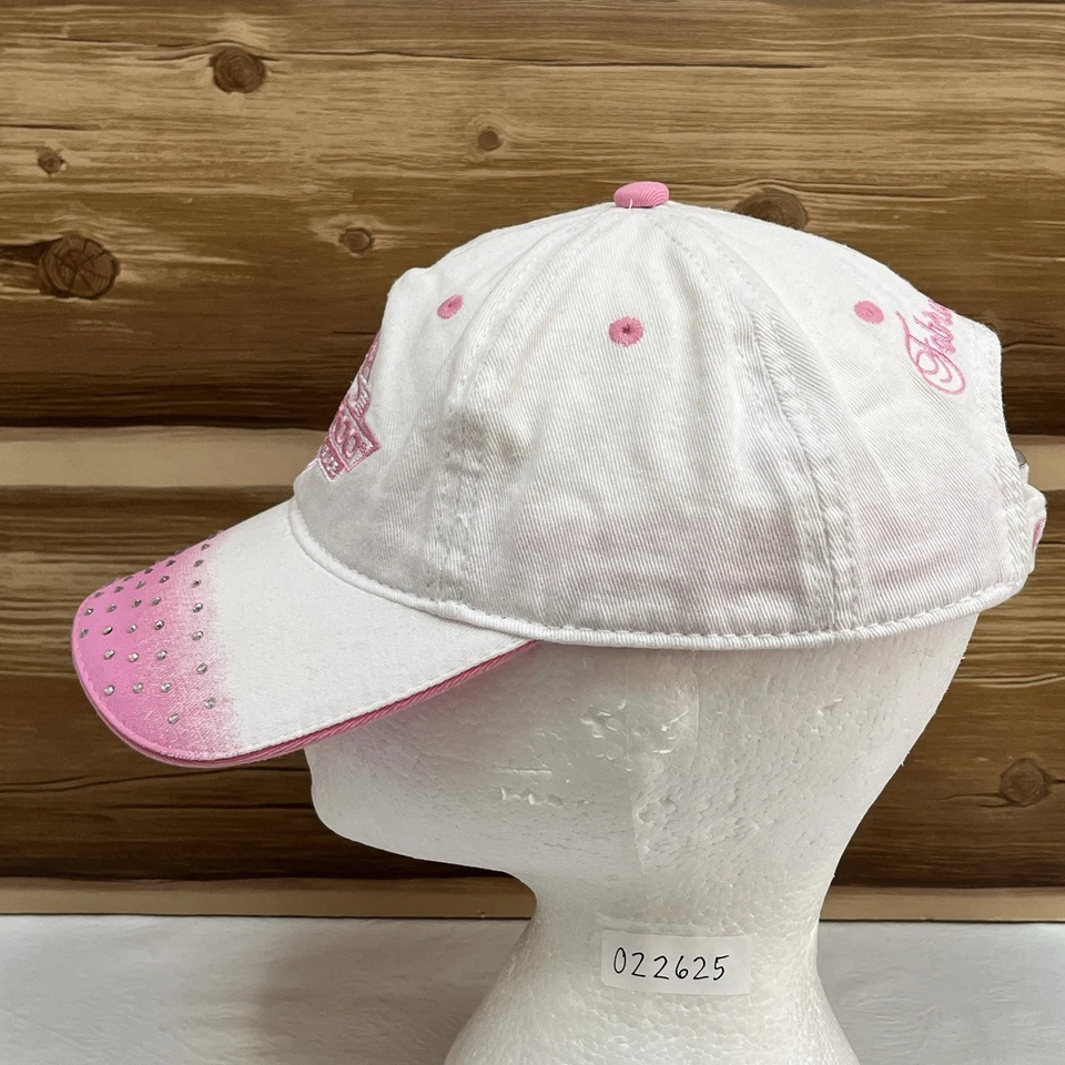 Gorra Daytona 500 2018 Bling para mujer con correa trasera blanca rosa logotipo Nascar Racing Foto 4 de 4