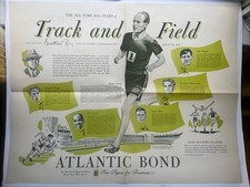 1953 Grantland Rice Atlantic Bond Track and Field Poster Jim Thorpe Jesse Owens