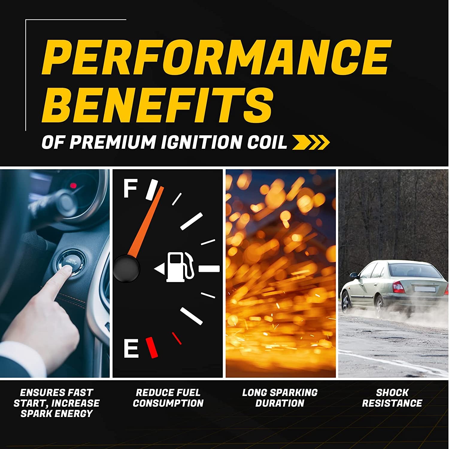 Pack of 8 Square Ignition Coil+Spark Plug+Wire For Chevy GMC 5.3L 6.2L V8 UF413