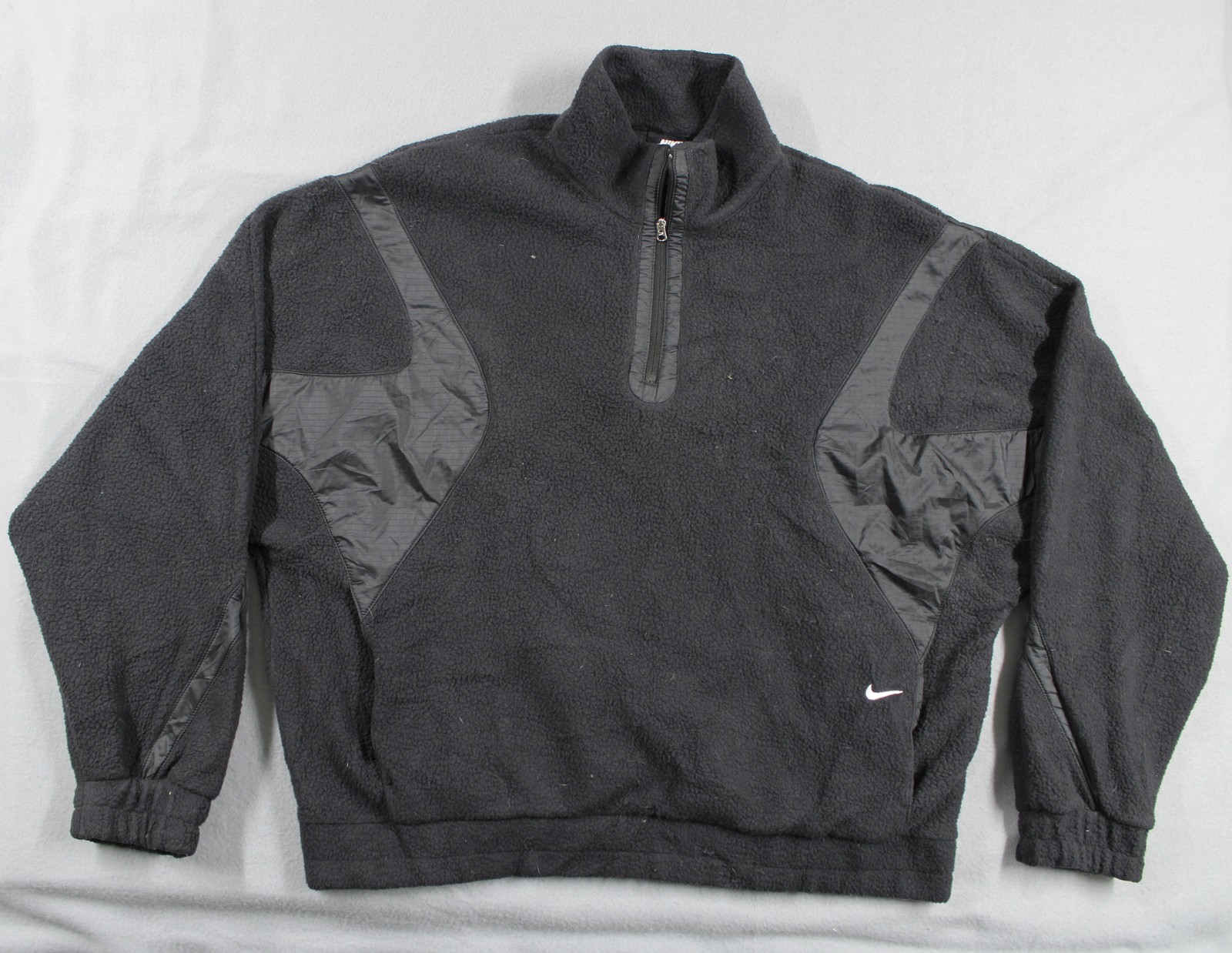 SACAI X NIKE Nike Pullover Giacca Uomo Grande Nero Pile Mezza Zip Swoosh Retrò Y2K Stile 00s
