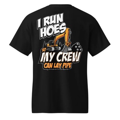 Funny Excavator Operator T-Shirt I Run Hoes Construction Tee