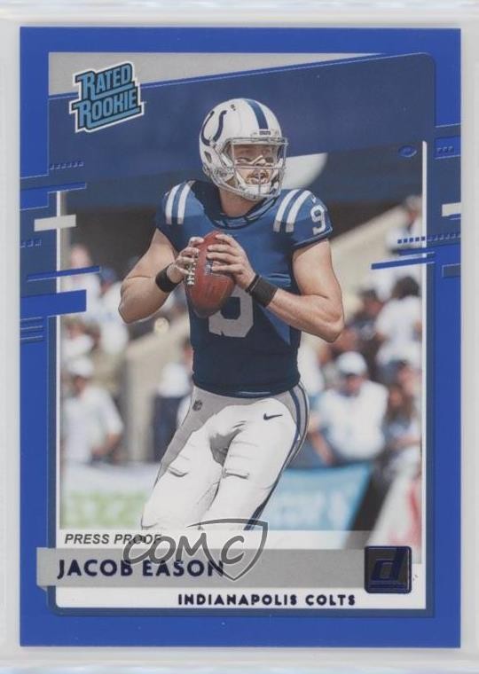 2020 Panini Donruss Rated Press Proof Blue Jacob Eason #312 Rookie RC 10kk