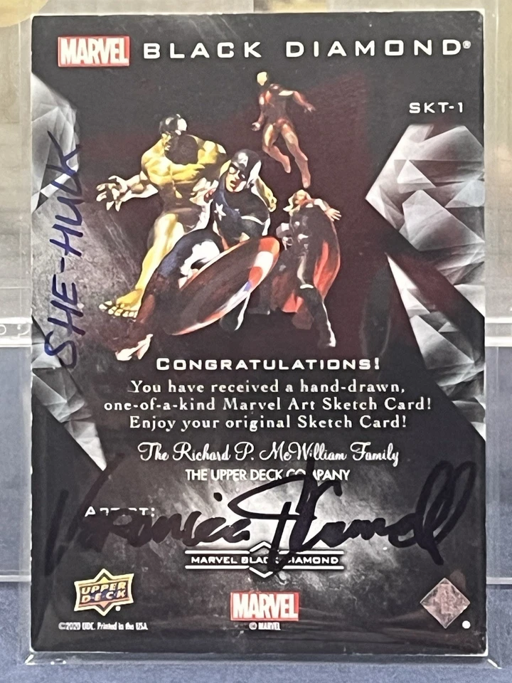 Upper Deck Marvel Black Diamond Sketch Card Veronica O'Connell 1/1 She-Hulk - Image 2 of 3