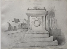 Antique Architectural Engraving Roman Tomb”, View of the Tombs at Pompeii 1868