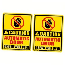2 pcs Caution Automatic Door Driver Caution Automatic Door Yellow - 2 pcs