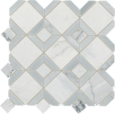 Sublimity Natural Stone Parquet Mosaic, 11'' X 11'' in Honed Cirrus Storm for Ba
