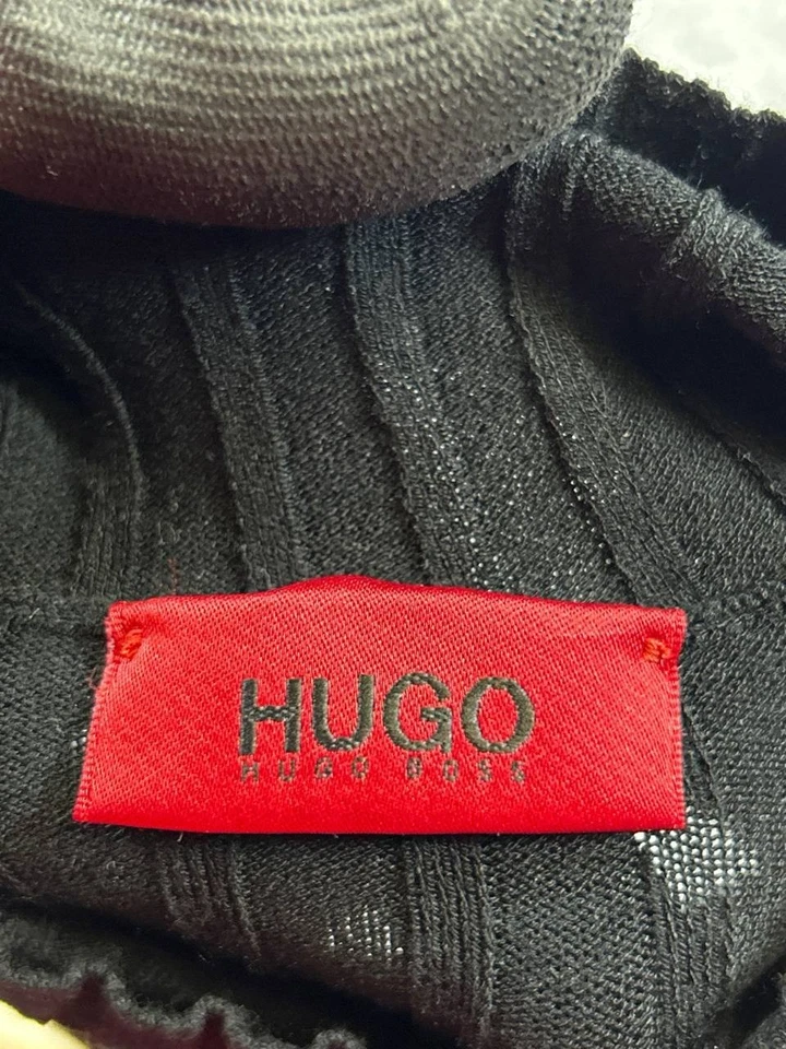 Hugo Boss Shirt Womens Small Black Knit Ribbed Top - Image 3 of 4