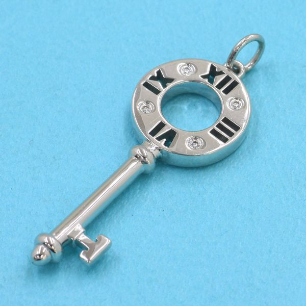 Tiffany & Co. Atlas Key Pendant Top K18 White Gold Necklace