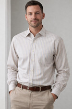 Joseph  Feiss Men's Dress Shirt 15/37 Non Iron 100 Cotton LS Yellow Stripes