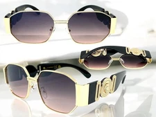 Men's Classic Vintage Retro Hardcore Hip Hop Rapper Style SUN GLASSES Gold Frame