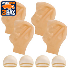 4 Pcs Halloween Bald Cap Kit, 2 Pcs Latex Bald Head Cap with 2 Pcs Nylon Wig Cap