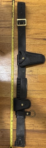 Fondina cintura anteriore obsoleta vintage 43” Bianchi modello 27 rottura pelle nera - Foto 10 di 21