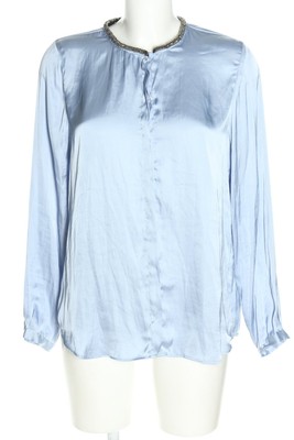 ZARA BASIC Hemd-Bluse Damen Bluse Gr. DE 40 blau Casual-Look