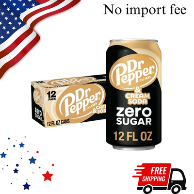 Dr Pepper & Cream Zero Sugar Soda Pop, 12 Fl Oz Cans, 12 Pack Free Shipping*****