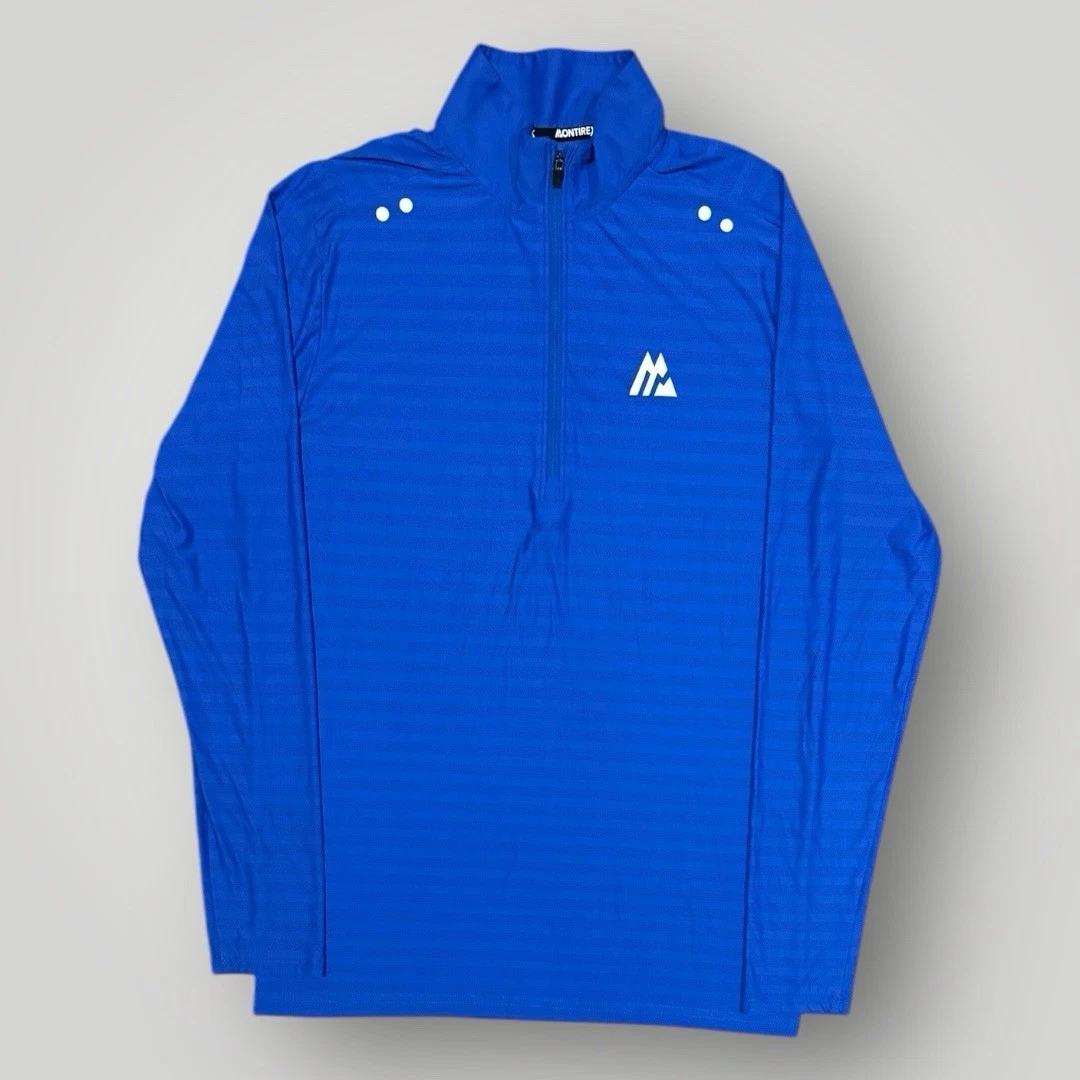 Mens Blue Montirex Trail 1/4 Zip Top - Running Gym Active - Size Medium (M) P47