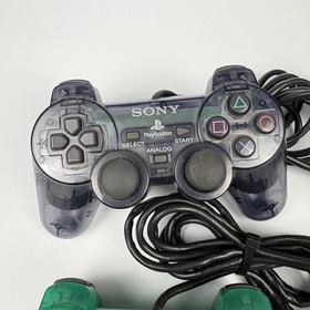 Sony PlayStation 2 PS2 DUALSHOCK 2 Controllers Emerald Green & Clear Smoke Gray 