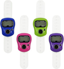 4Pc Digital Finger Tally Counter LCD 5 Digit Clicker Hand Ring Count Tool