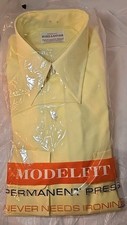 VTG Hughes  Hatcher Men Yellow Dress Shirt Model fit Fashion Attire Perma Press