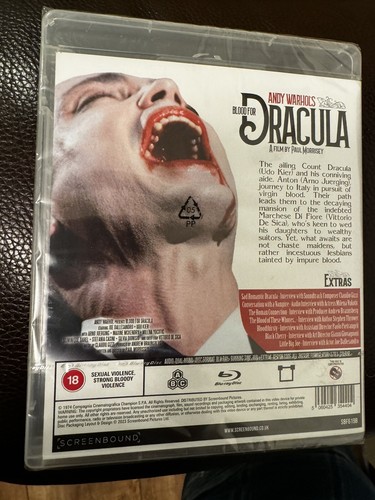 ANDY WARHOL’S BLOOD FOR DRACULA(1974) SPECIAL EDITION BLU-RAY ALL REGIONS - Picture 2 of 2