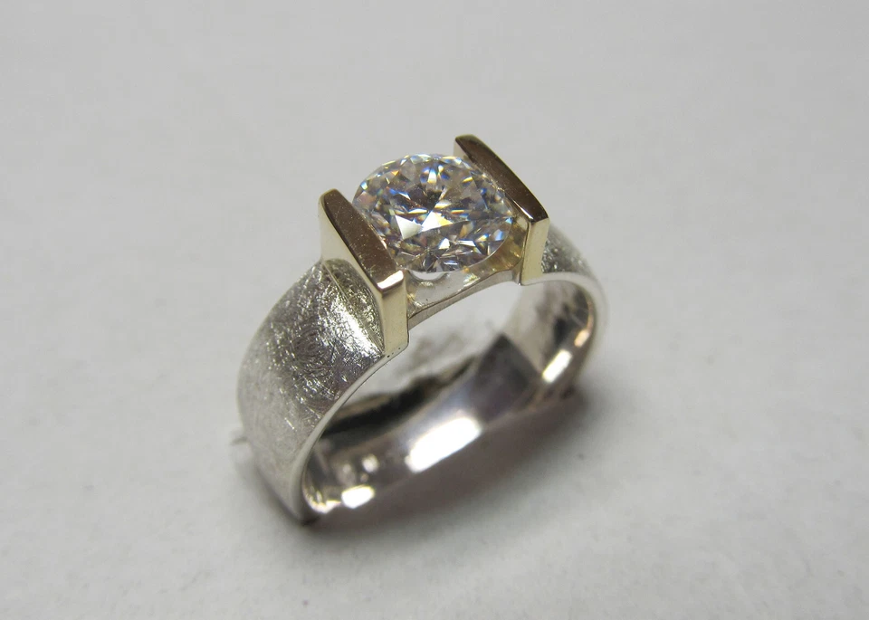 1 Diamant Ring 2,0 Carat im Labor hergestellt Moissanit   585 Gold 925 Silber - Bild 2 von 4