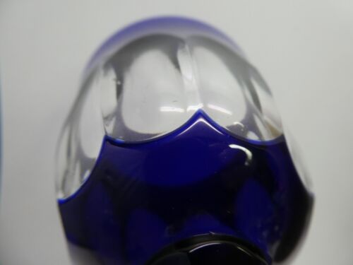 COBALT BLUE FLASH CUT OVERLAY GLASS STEM WINE CHAMPAGNE FLUTE HOCK GLASS - Picture 7 of 9
