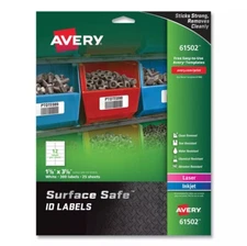 Avery (61502) Labels Removable Surface Safe, 1-5/8" x 3-5/8", 300 Total Labels