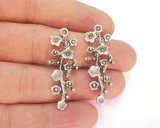 2 Flower Branch Leaf Forest Charms Diy Antique Silver Plated jewelry Accessories