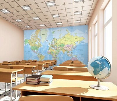 3D World Map ZHU3274 Wallpaper Wall Mural Removable Self-adhesive Zoe