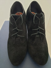 Sam Edelman Effie suede wedge heel ankle boot, lace up, size 8M, imported black