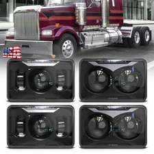 Fit for Western Star 4900ex 2002-2023 4PCS Super Bright 4x6" LED Headlight HI-LO