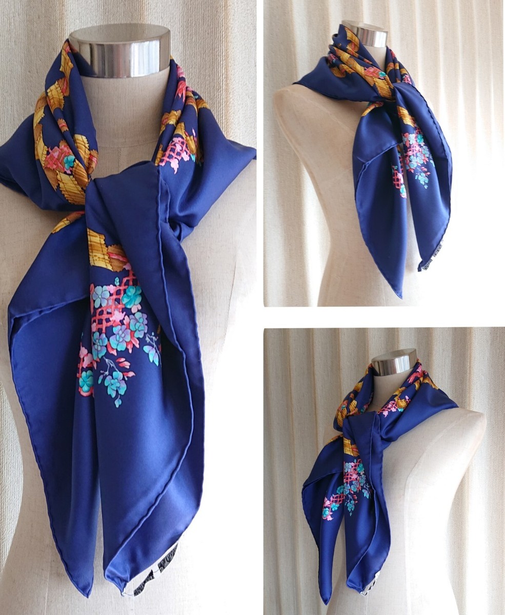 HERMES カレ90 LE SACRE DU PRINTEMPS ネイビー HERMES Scarf Carre 90 Silk 100% 