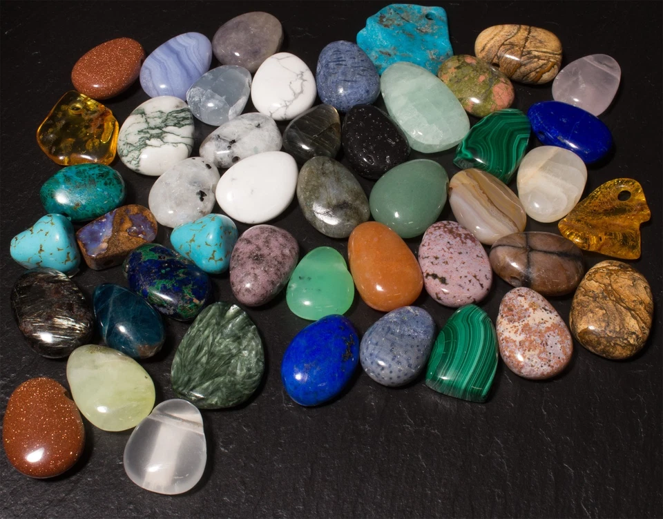 Edelstein Anhänger gebohrt G-P Tropfen Freeform Trommelsteine Ketten Steinschatz - Bild 2 von 2