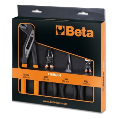 Beta Zangen-Set 4-teilig, Kombination, Seitenschnitt, Spitz & Slip-Joint - 1169N/D4