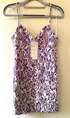 Zara Purple White Floral Jacquard Texture Mini Dress Medium NWT