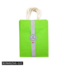 48 Green Small Kraft Paper Party Shopping Gift Bags with Handles Retail 8x5x3.5