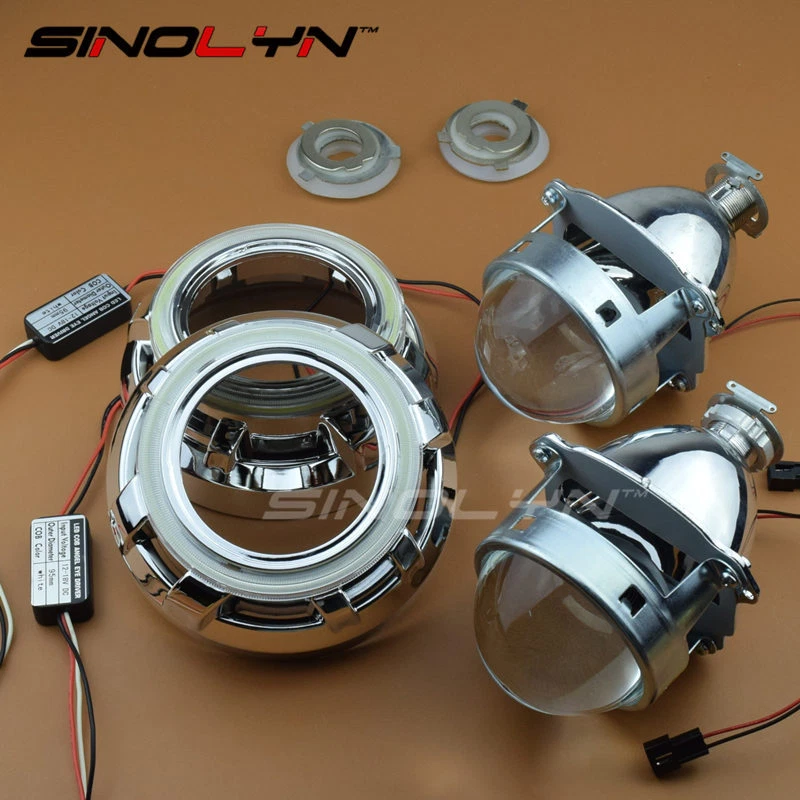 LED Angel Eyes Devil Eye Car Projector Lens Bi-xenon Headlight DRL Auto Tuning - Image 4 of 4