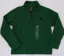 NEW Boy's Chaps Pullover Sweater Quarter Zip Mock Neck Green 100% Cotton Size 4