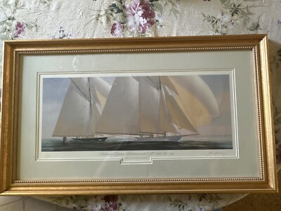 Westward Leading Brittania with All Sails Set 1925 print signed by John Mecray