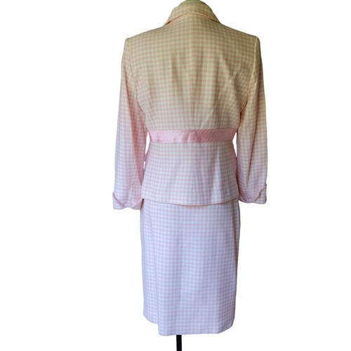 Apostrophe Size 10 Women's Pink White Long Sleeve Lined Blazer Jacket Skirt Set - Picture 9 of 23