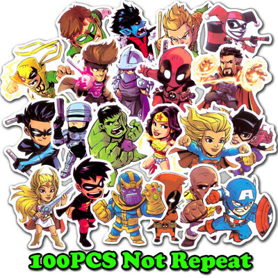 100 Marvel DC Superhero Spiderman Batman Superman Hulk Kids Stickers Stickerbomb