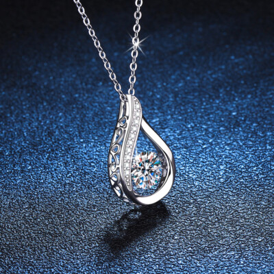 1CT Certified Moissanite Necklace D Color teardrop Pendant S925