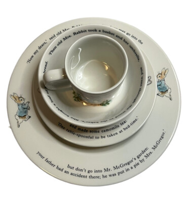 4 Piece Wedgwood Peter Rabbit Meal Set Plates Bowl Cup Wedgewood